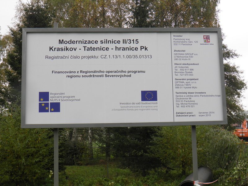 Modernizace silnice II/315 - říjen 2014 až březen 2015