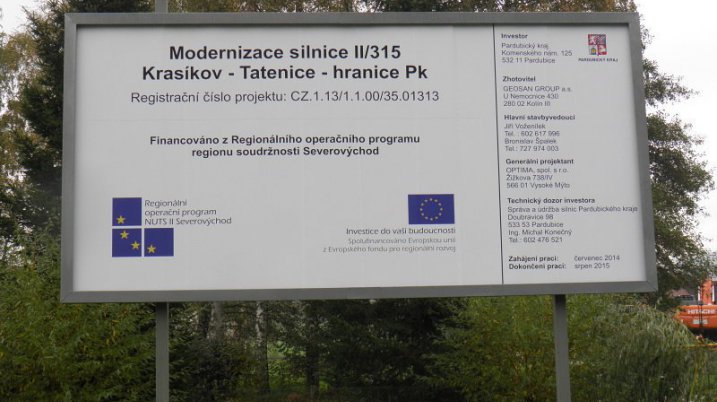 Modernizace silnice II/315 - říjen 2014 až březen 2015